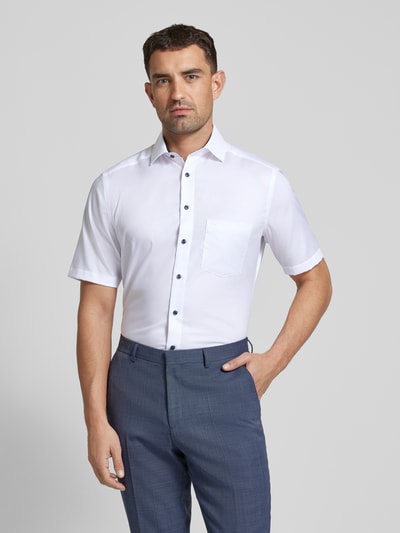 OLYMP Regular Fit Business-Hemd mit logo-Stitching Modell 'Global' Weiss 4