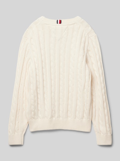 Tommy Hilfiger Teens Strickpullover mit gerippten Abschlüssen Ecru 3