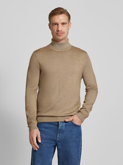 OLYMP Level Five Slim Fit Strickpullover mit Rollkragen Beige 4