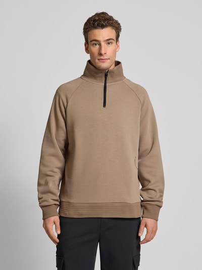 BOSS Green Sweatshirt met schipperskraag, model 'Saggel' Beige - 4