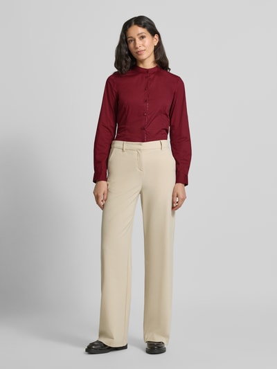 Emily Van den Bergh Regular Fit Hemdbluse aus Baumwoll-Mix mit Stehkragen Bordeaux 1