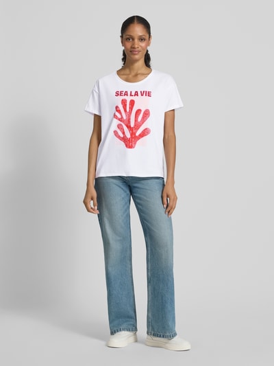 Oui T-Shirt mit Rundhalsausschnitt Weiss 1