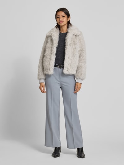 Luisa Cerano Jacke aus Kunstfell mit Umlegekragen Hellgrau 1