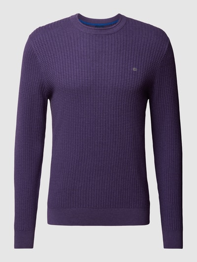 Christian Berg Men Strickpullover mit Strukturmuster Purple Melange 2