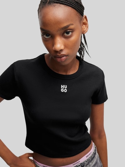 HUGO Slim Fit T-Shirt aus Baumwoll-Mix Modell 'DELANOR' Black 3
