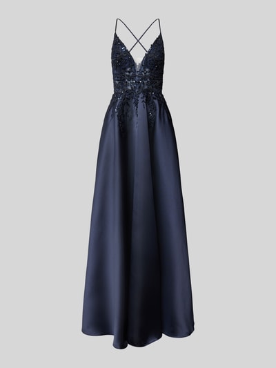 Luxuar Abendkleid mit tiefem V-Ausschnitt Marine 2