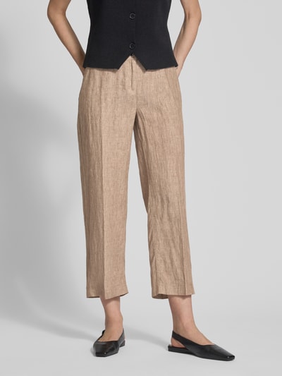 MAC Straight leg linnen broek in verkorte pasvorm, model 'Nora' Beige gemêleerd - 4