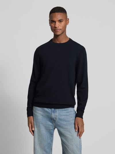 Profuomo Strickpullover aus Woll-Mix mit Rundhalsausschnitt Marine 4