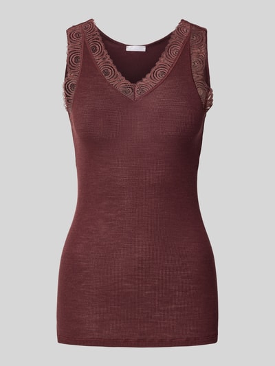 Hanro Tanktop mit Spitzenbesatz Mittelbraun 1