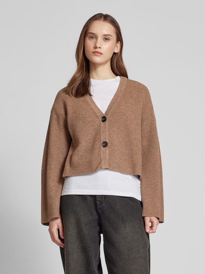 Only Cropped Strickjacke mit V-Ausschnitt Modell 'KATIA' Hazel Melange 4