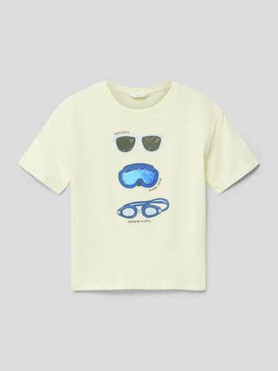 Mango T-Shirt aus Baumwolle mit Motiv-Prints Hellgelb 1