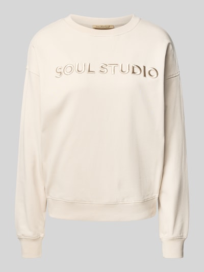 Smith and Soul Bluza z wyhaftowanym napisem model ‘SOUL STUDIO’ Piaskowy 2