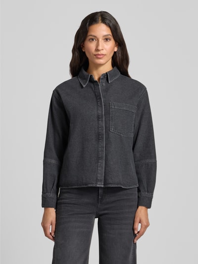 OPUS Overhemdblouse in denimlook, model 'Femori' Donkergrijs - 4
