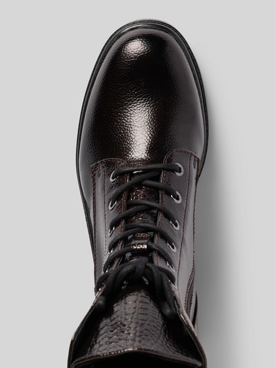 Tamaris Schnürstiefel mit Label-Detail und Strukturmuster Dunkelbraun 3