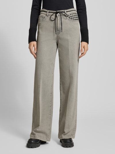 Marc Cain Relaxed Fit Jeans aus Baumwoll-Mix mit Stoffgürtel Hellgrau Melange 4