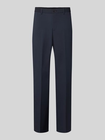 Produktfoto, Wide Leg Anzughose mit Viskose-Anteil von s.Oliver BLACK LABEL in dunklem Blau, Baumwoll-Mix, 5-Pocket-Design, Denim-Optik.
