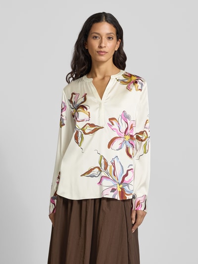 Herzensangelegenheit Regular Fit Seidenbluse mit Tunikakragen Offwhite 4