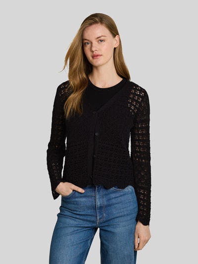 Tom Tailor Denim Relaxed Fit Strickjacke aus Baumwoll-Mix in Strickoptik Black 4