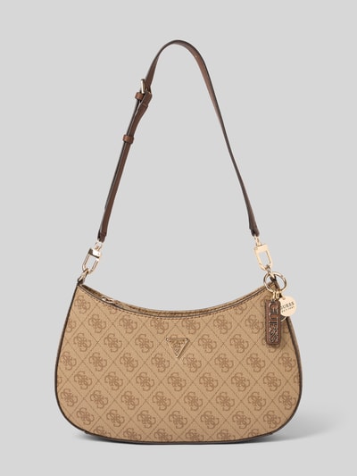 Produktfoto, Shoulder Bag mit Logo-Detail Modell 'Noelle' von Guess, główna przegroda zamek błyskawiczny, odpinany pasek na ramię, nadruk z logo na całej powierzchni, imitacja skóry, szerokość w rozmiarze 1: 29 cm, długość w rozmiarze 1: 18 cm, głębokość w rozmiarze 1: 6 cm, długość paska na ramię w rozmiarze 1: 60 cm