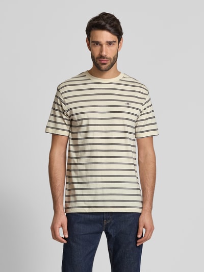 Gant T-Shirt mit Label-Stitching Offwhite 4