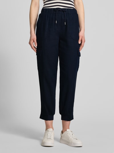 FREE/QUENT Tapered Fit Leinenhose mit Cargotaschen Modell 'Lava' Dunkelblau 4