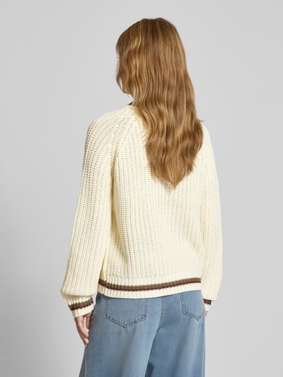 Noisy May Gebreid jack met V-hals Ecru - 5