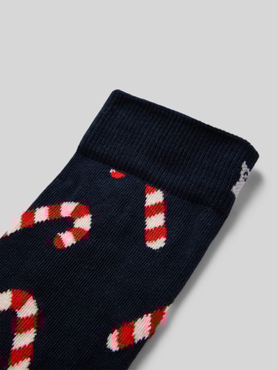 Happy Socks Regular Fit Socken mit Motiv-Stitching Modell 'Candy' Dunkelblau 2