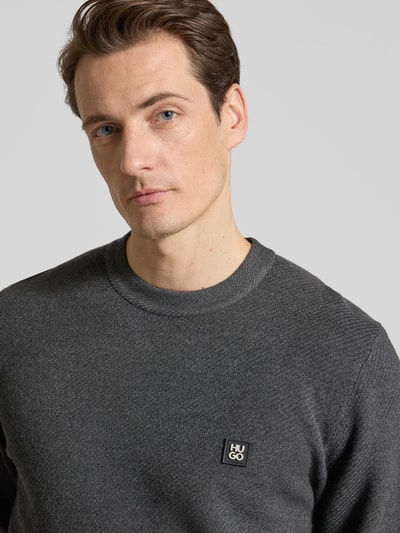 HUGO Regular fit gebreide pullover met scheerwol model 'SETAL' Middengrijs - 3