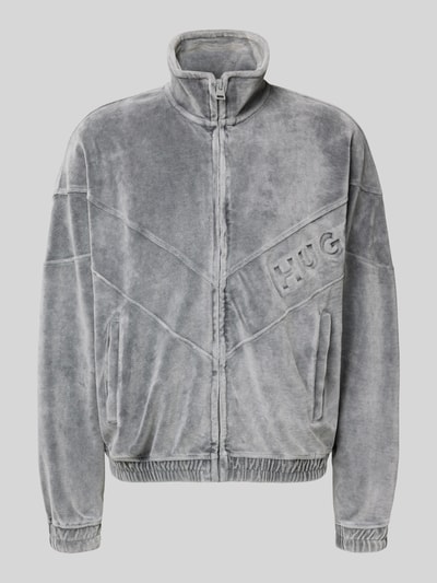 HUGO Oversized Sweatjacke aus Baumwoll-Mix Modell 'DELSO' Mittelgrau 2