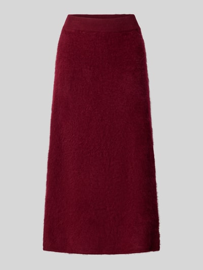 Produktfoto, Wollrock mit elastischem Bund von Christian Berg Woman in Bordeaux, reine Wolle, gerader Midirock, weiche Struktur