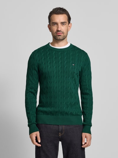 Tommy Hilfiger Regular fit gebreide pullover van zuiver katoen Flessengroen - 4