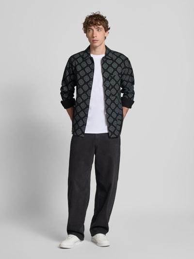 Jack & Jones Slim fit vrijetijdsoverhemd met borstzak, model 'AZTEK' Zwart - 1