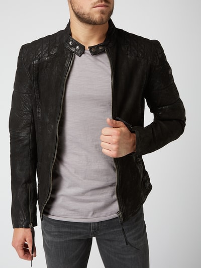 Tigha Lederjacke Im Biker Look Black Online Kaufen