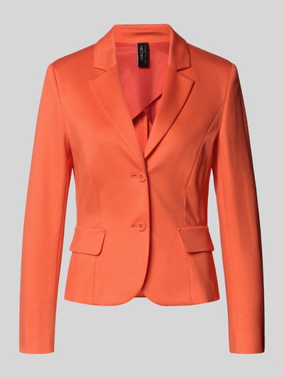 Produktfoto, oranger Slim Fit Blazer aus Viskose-Mix von Marc Cain mit Reverskragen, Pattentaschen und 2-Knopfleiste, glatte Textur