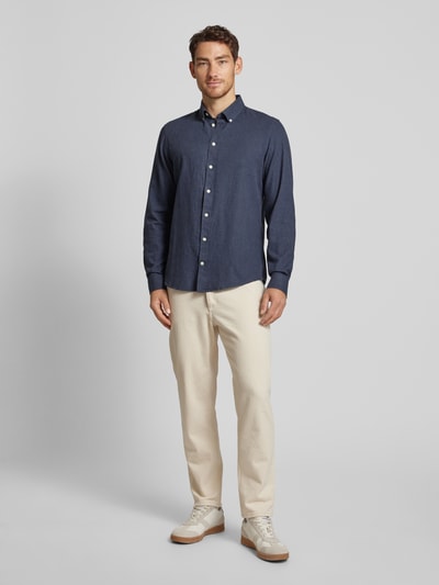 Casual Friday Regular Fit Freizeithemd mit Button-Down-Kragen Modell 'ANTON' Marine Melange 1