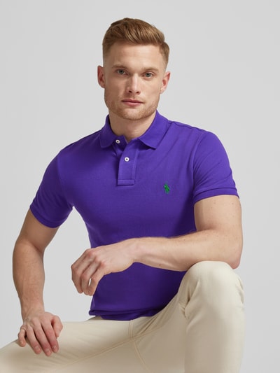 Polo Ralph Lauren Slim Fit Poloshirt mit Label-Stitching Lila 3