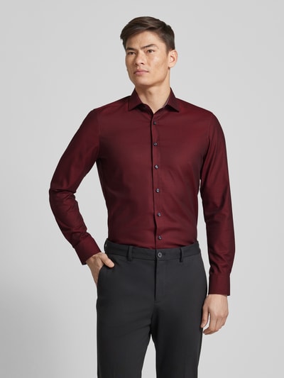 OLYMP Level Five Slim Fit Businesshemd aus Uni Struktur Bordeaux 4