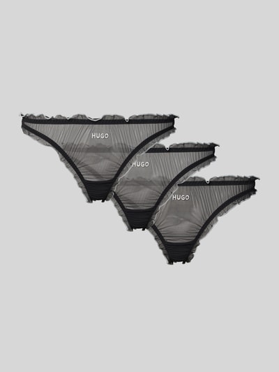 HUGO String mit Label Stitching im 3er-Pack Modell 'MESH' Black 1