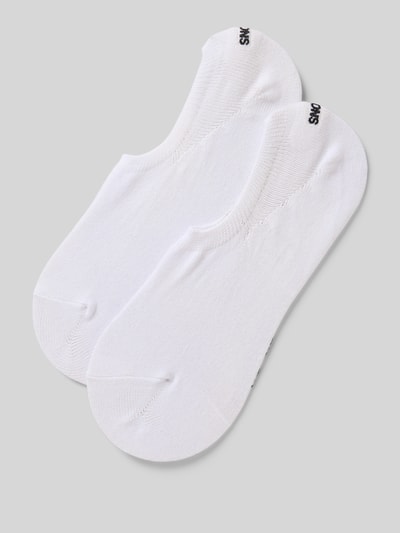 Snocks Sokken met ribboord in een set van 2 paar Wit - 1