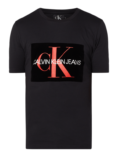 Calvin Klein Jeans T-Shirt mit Logo-Flockprint Black 2