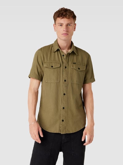 G-Star RAW Slim Fit Freizeithemd aus Baumwolle Modell 'Marine' Oliv 4
