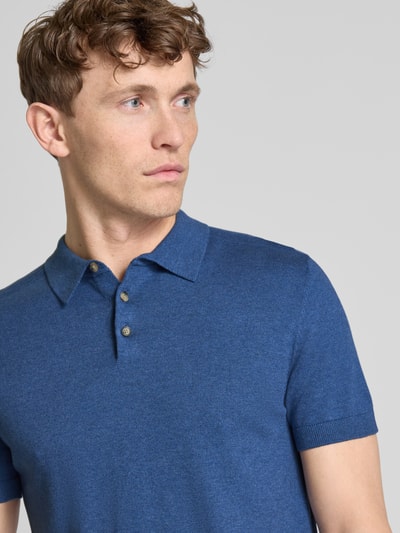 SELECTED HOMME Poloshirt mit elastischen Abschlüssen Hellblau Melange 3