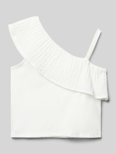 Mango Cropped Trägertop mit Volants Modell 'havana' Weiss 1