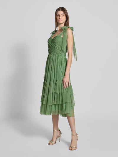 LACE & BEADS Cocktailkleid im Stufen-Look mit Raffungen Gruen 1