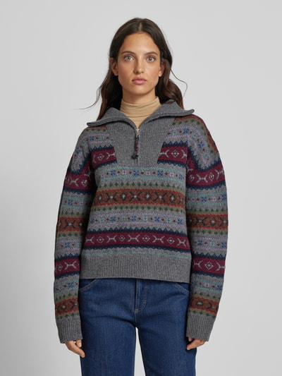 Polo Ralph Lauren Strickpullover aus Wolle mit Reißverschluss Modell 'FRISLE' Mittelgrau 4