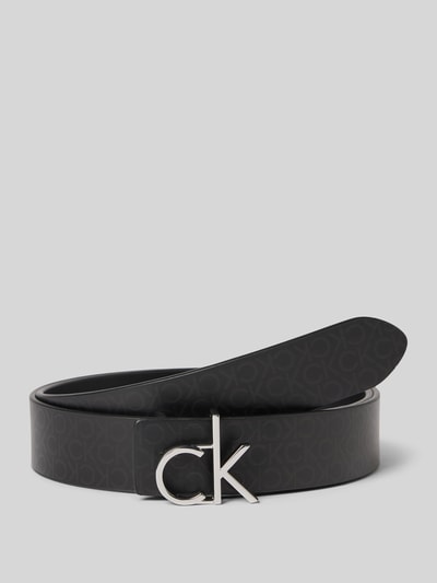 CK Calvin Klein Pasek ze skóry bawolej z detalem z logo Czarny 2