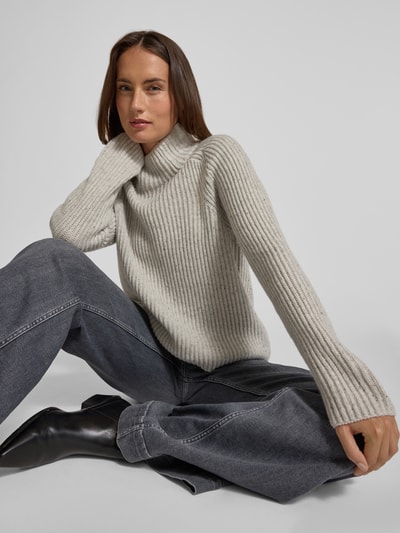 MOS MOSH Wollpullover mit Stehkragen Modell 'Thyra' Hellgrau Melange 3