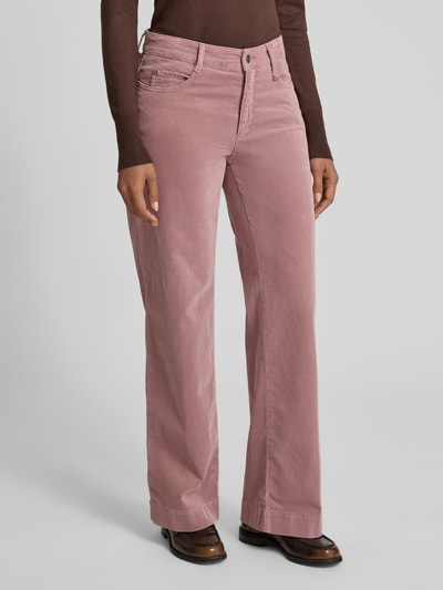 MAC Corduroy broek met wijde pijpen en steekzakken Rosé - 4