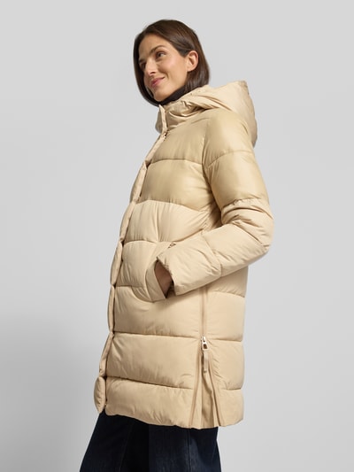 Christian Berg Woman Selection Gewatteerde lange jas met steekzakken en ritssluitingen opzij Zand - 3