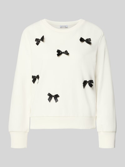 Produktfoto, Bluza Sweatshirt mit Schleifen-Details von More & More, mieszanka bawełny, luźny krój, prążkowane wykończenia, okrągły dekolt, wiązane detale